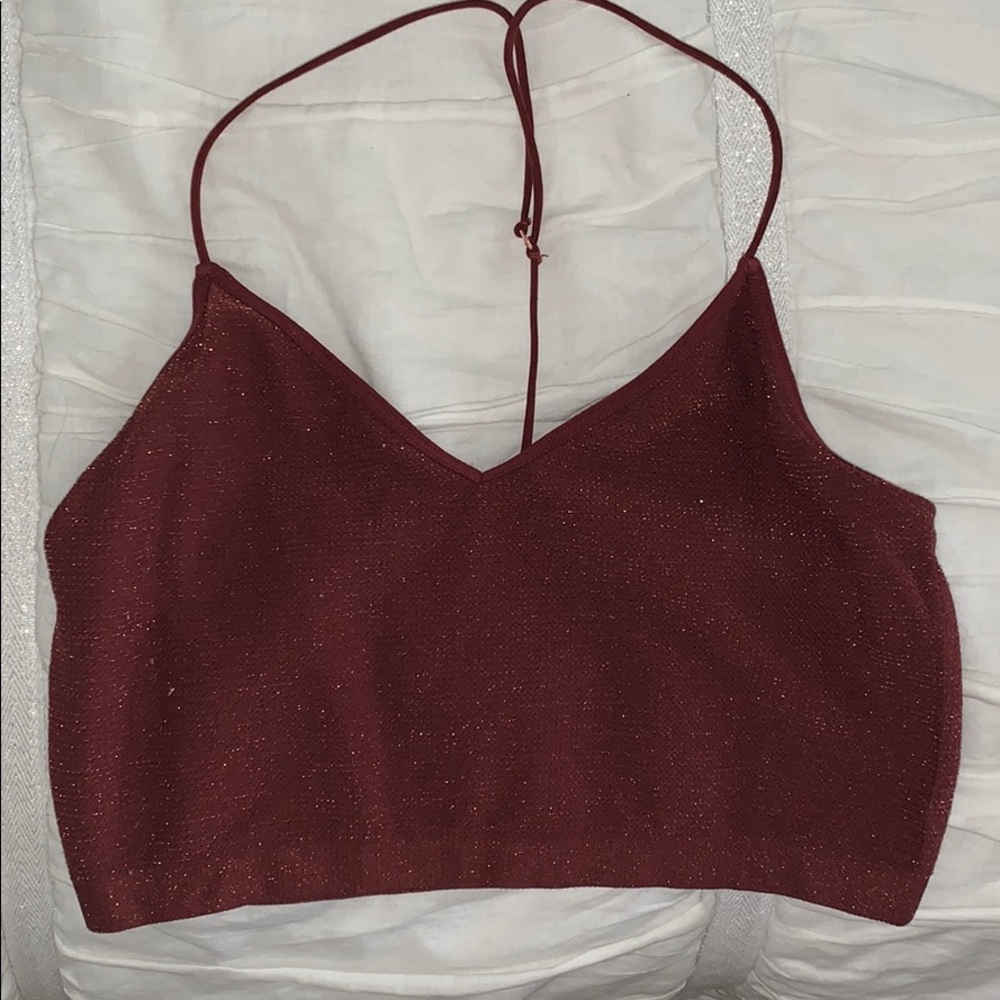 Glittery maroon bralette/top